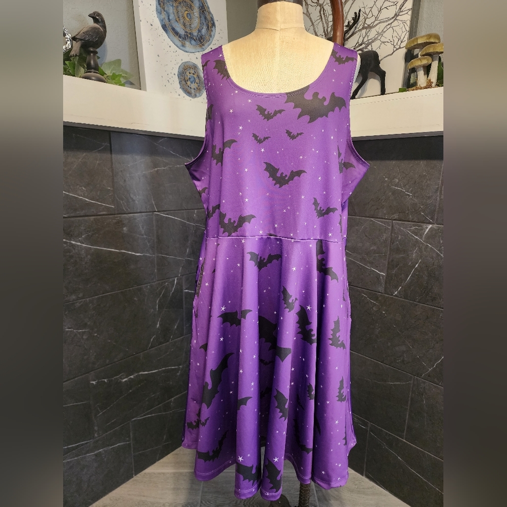 Plus Size Bat print CowCow dress w/pockets